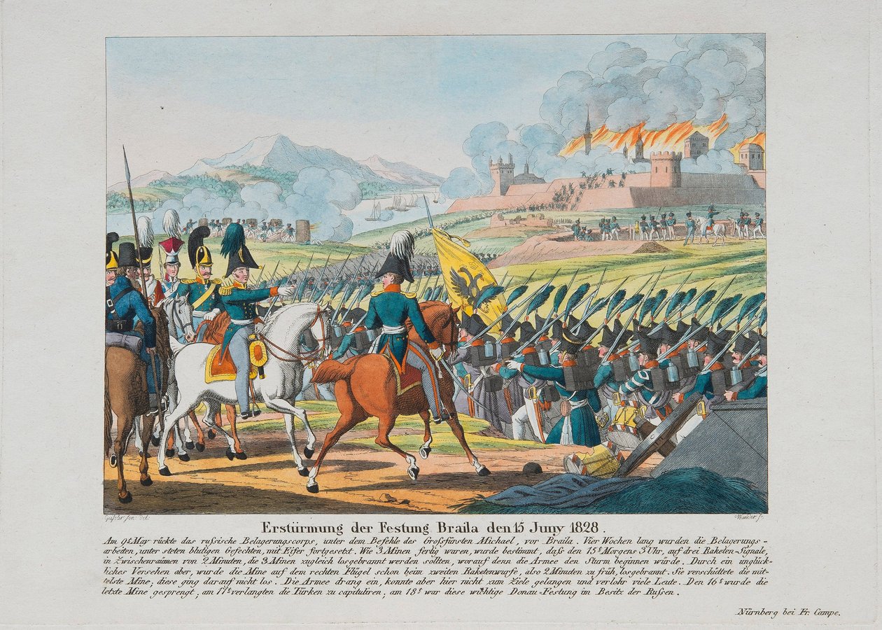 Stormingen av Brailov-festningen 15. juni 1828, ca. 1830 av August Friedrich Andreas Campe