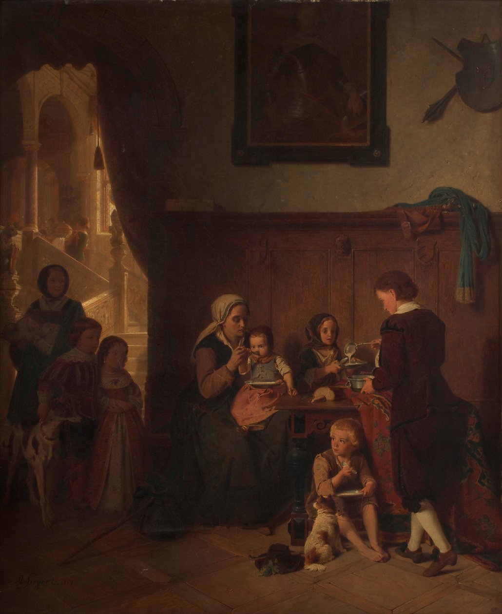 servering til en fattig familie av August Friedrich Siegert