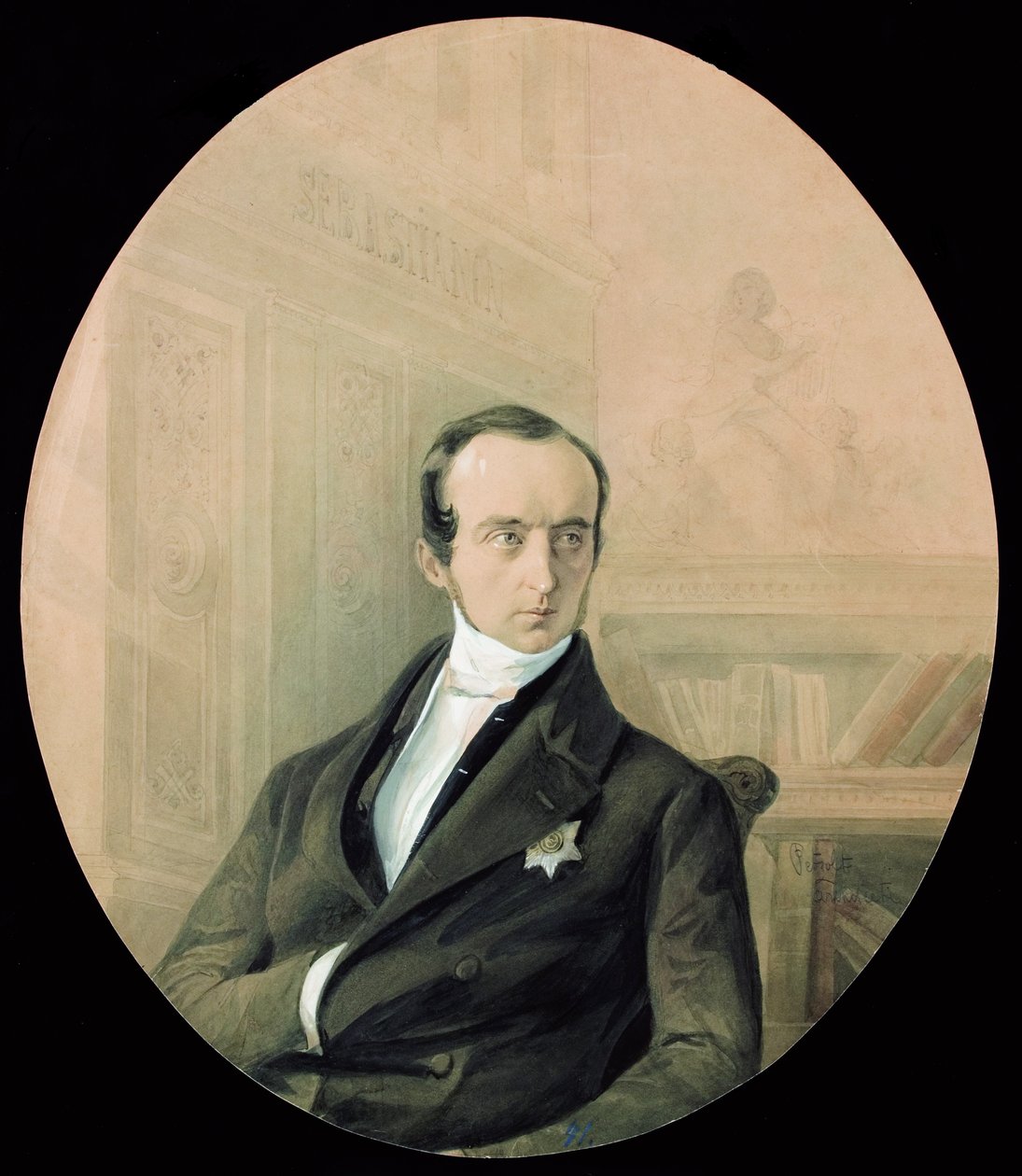 Portrett av prins Vladimir Fyodorovich Odoyevsky 1803-1869, slutten av 1840-årene. av August Friedrichovich Petzold