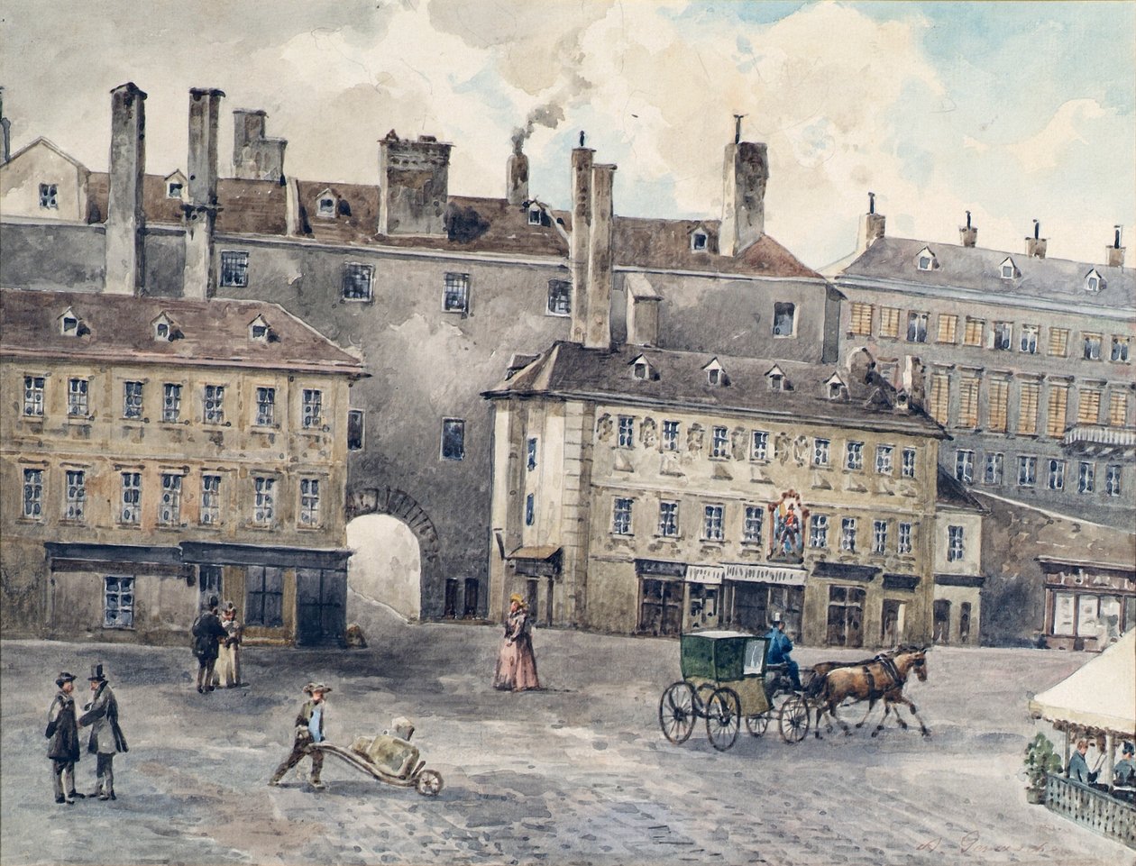 Albertinaplatz med Andreas Hofer-huset i Wien av August Gerasch