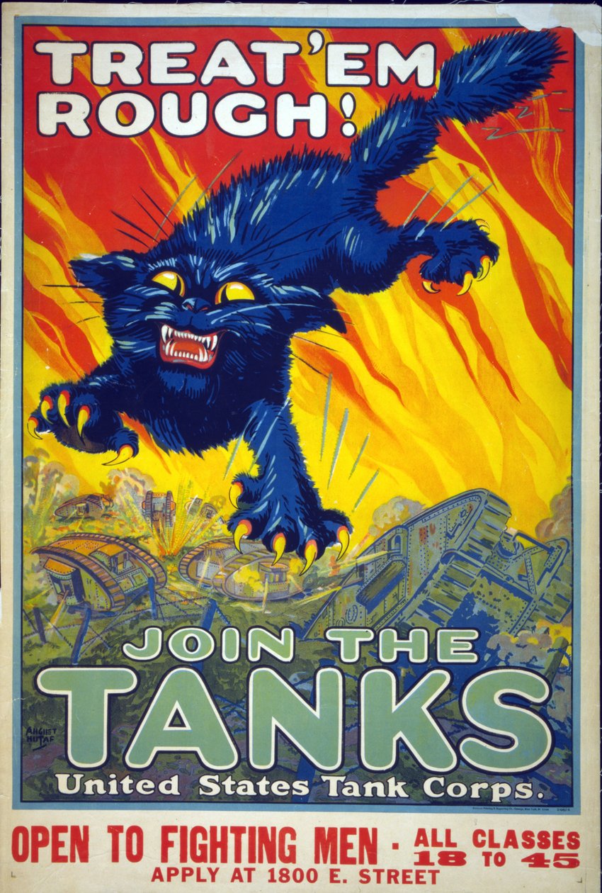 Behandle dem grovt! Bli med i tankene, 1917 av August Hutaf