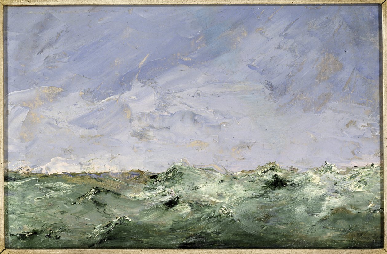 Petite eau. Dalaro (comte de Stockohlm) - Lite vann. Dalaroe, av Strindberg, August (1849-1912). Olje på papp av August Johan Strindberg