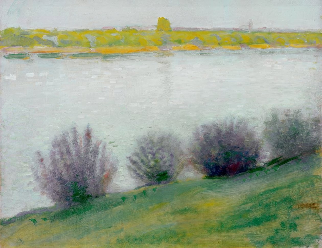 På Rhinen nær Hersel av August Macke