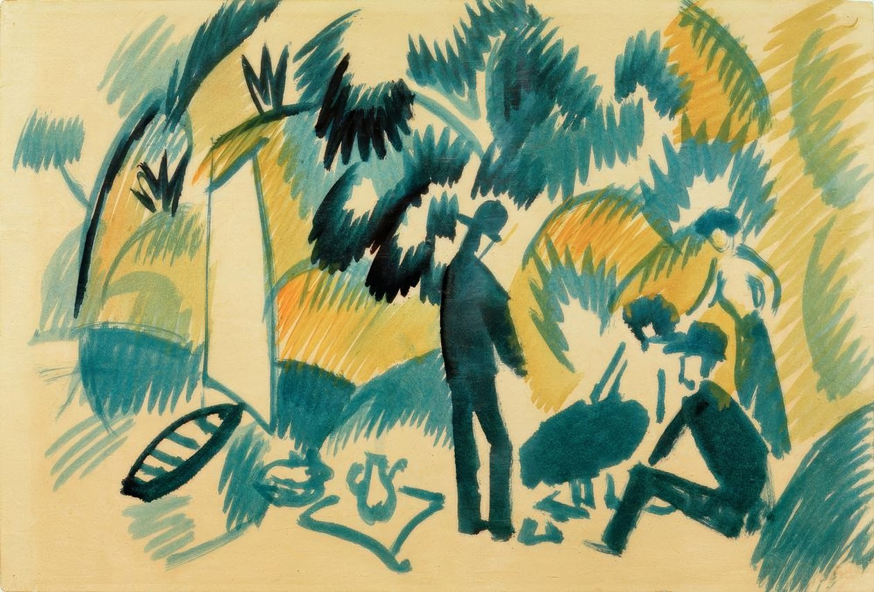 Ved innsjøen Thun, piknik etter seiling av August Macke