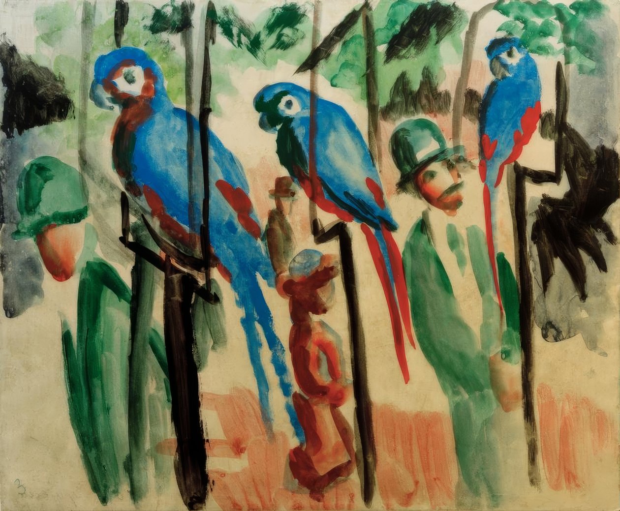 Med papegøyene av August Macke