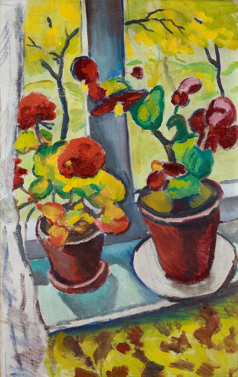 Blomster ved vinduet - Begoniaer i potter I av August Macke