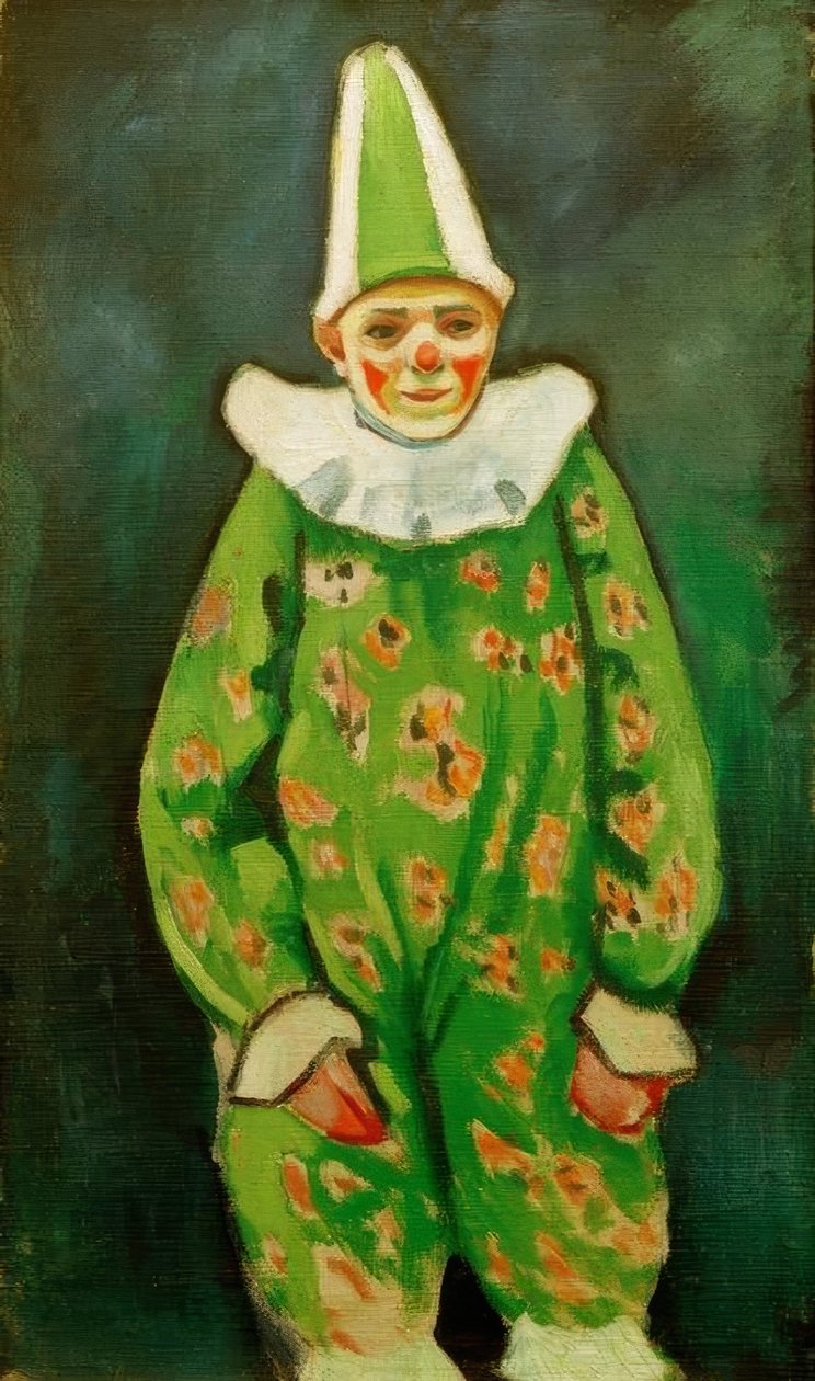 Klovn i grønt kostyme av August Macke