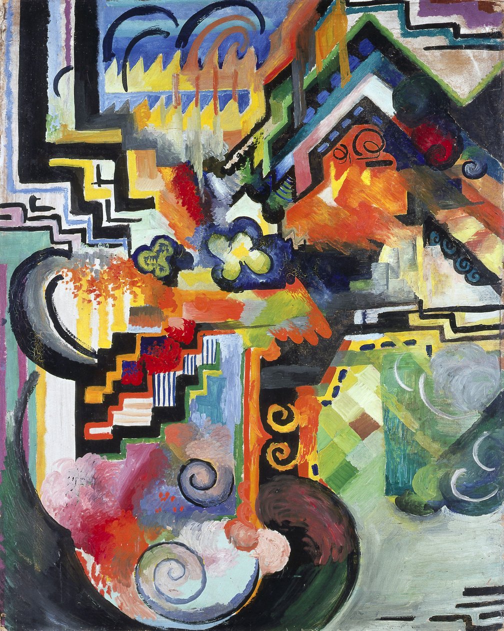 Farget komposisjon Homage to Bach, 1912 av August Macke