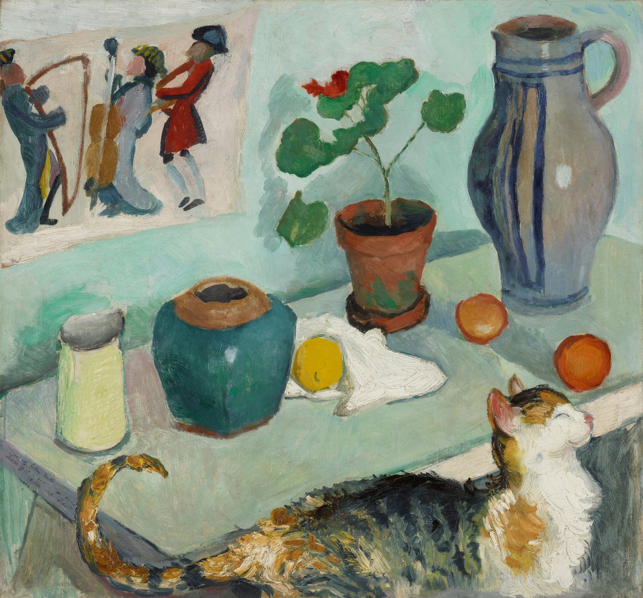 The Ghost in the House Chair: Still Life with a Cat av August Macke