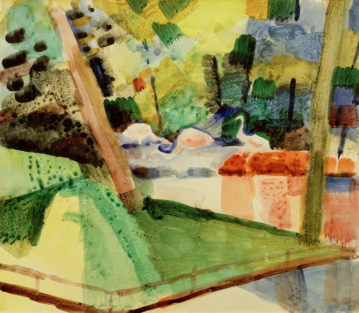 Flamingoer i dyrehagen av August Macke