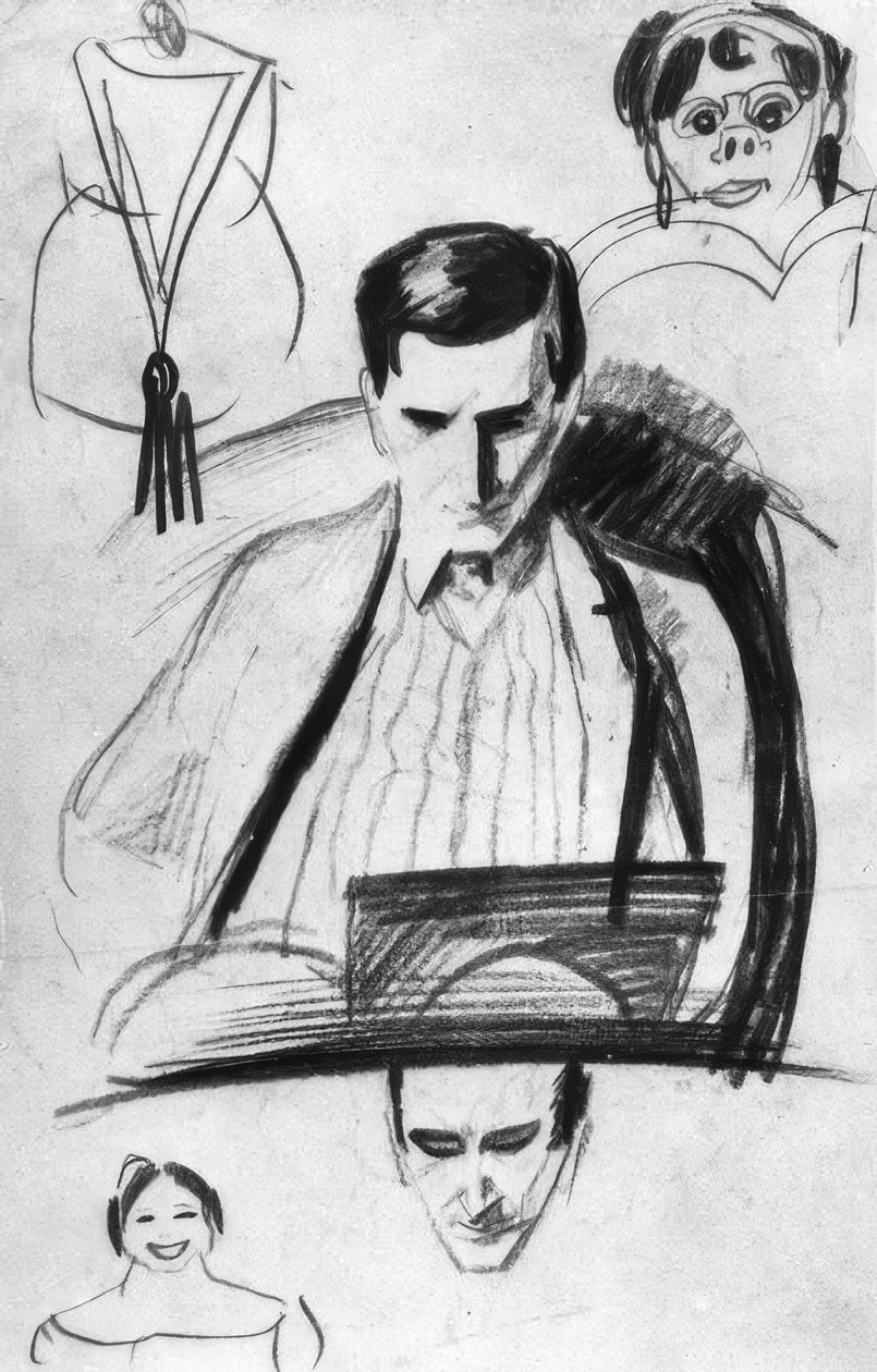 Franz Marc, portrett / tegning Macke av August Macke