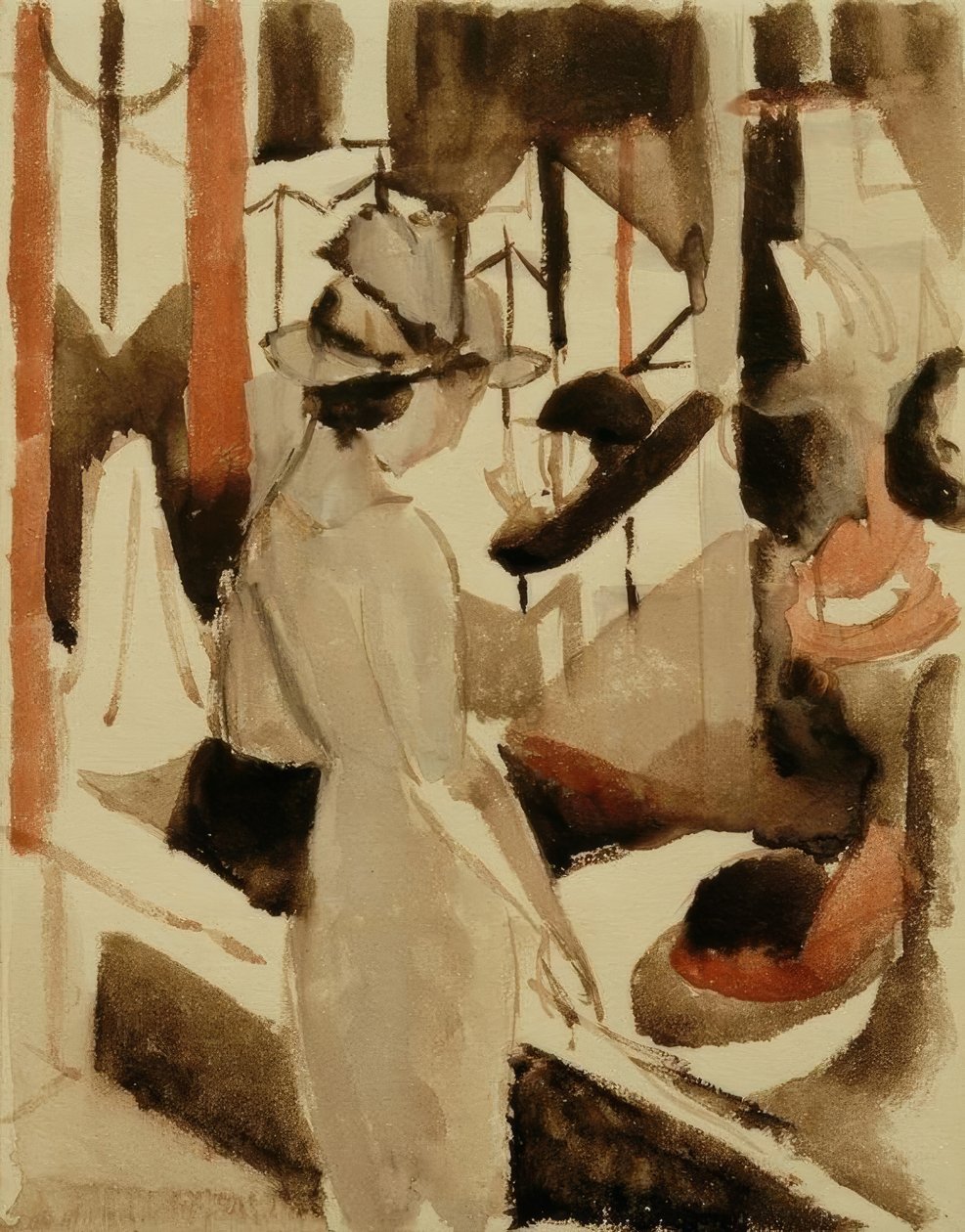 Kvinne foran hattebutikken av August Macke