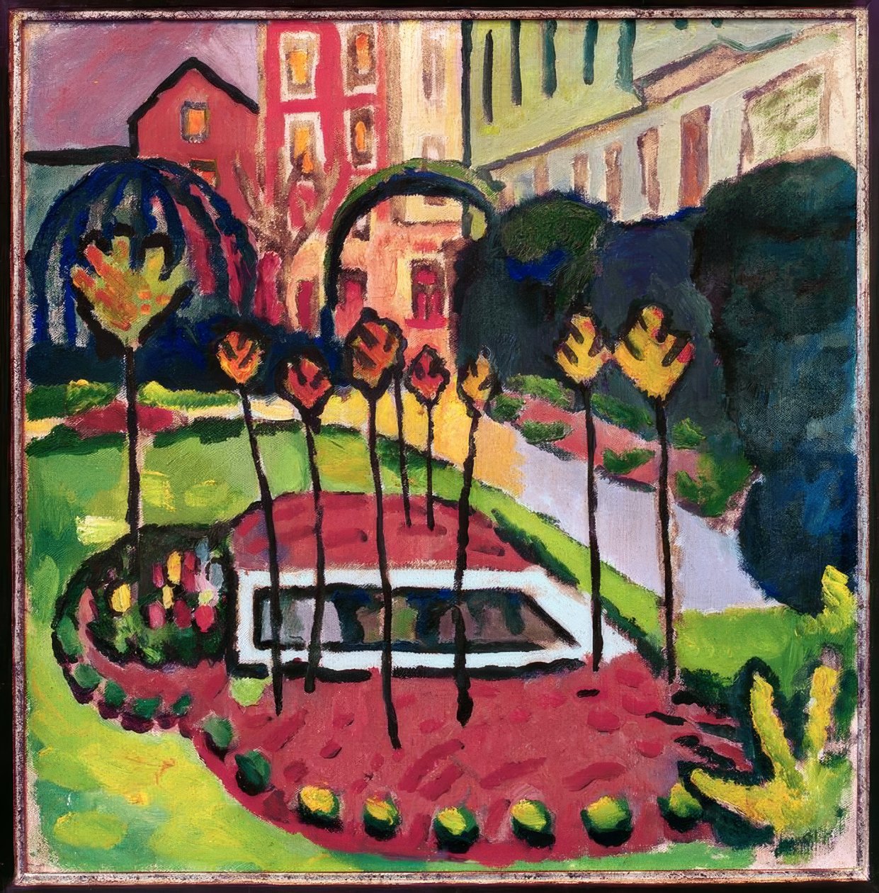 Hage med basseng av August Macke