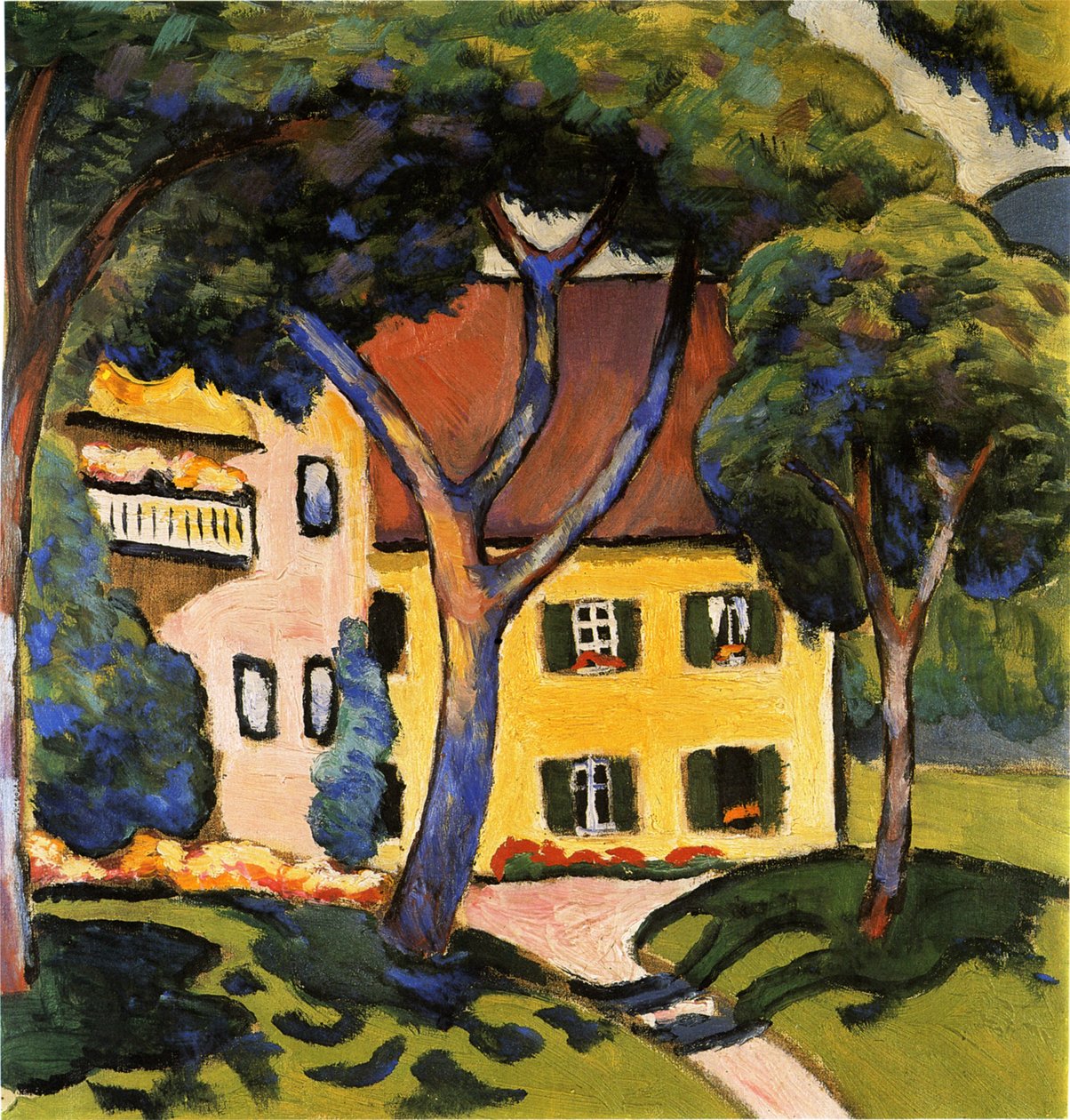 Hus i Tegernsee, 1910. av August Macke