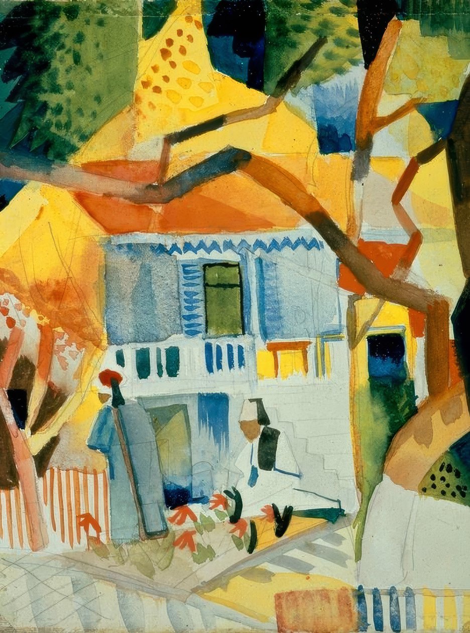 Innergård i landstedet i St. Germain av August Macke