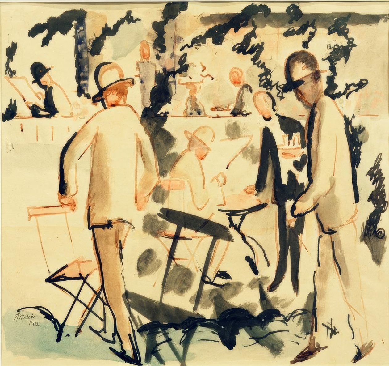 Kaffehus terrasse av August Macke