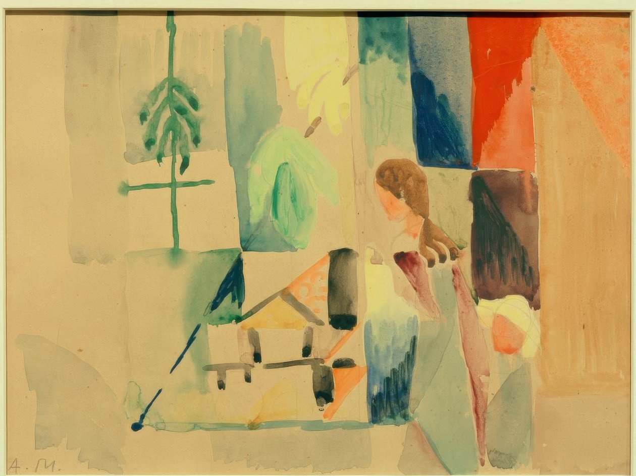Barn på grønnsaksbutikken II av August Macke