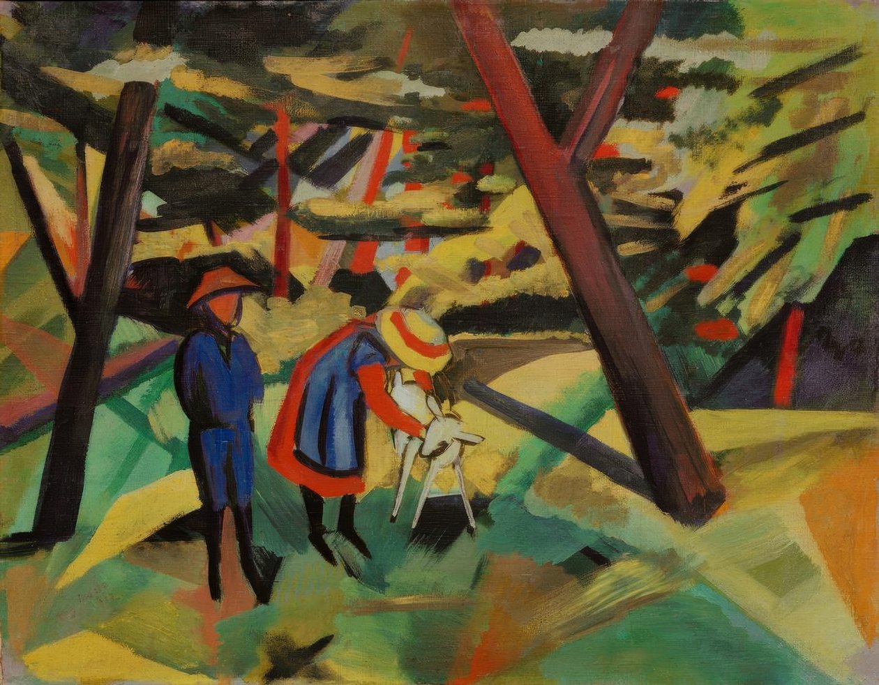 Barn med geit i skogen av August Macke
