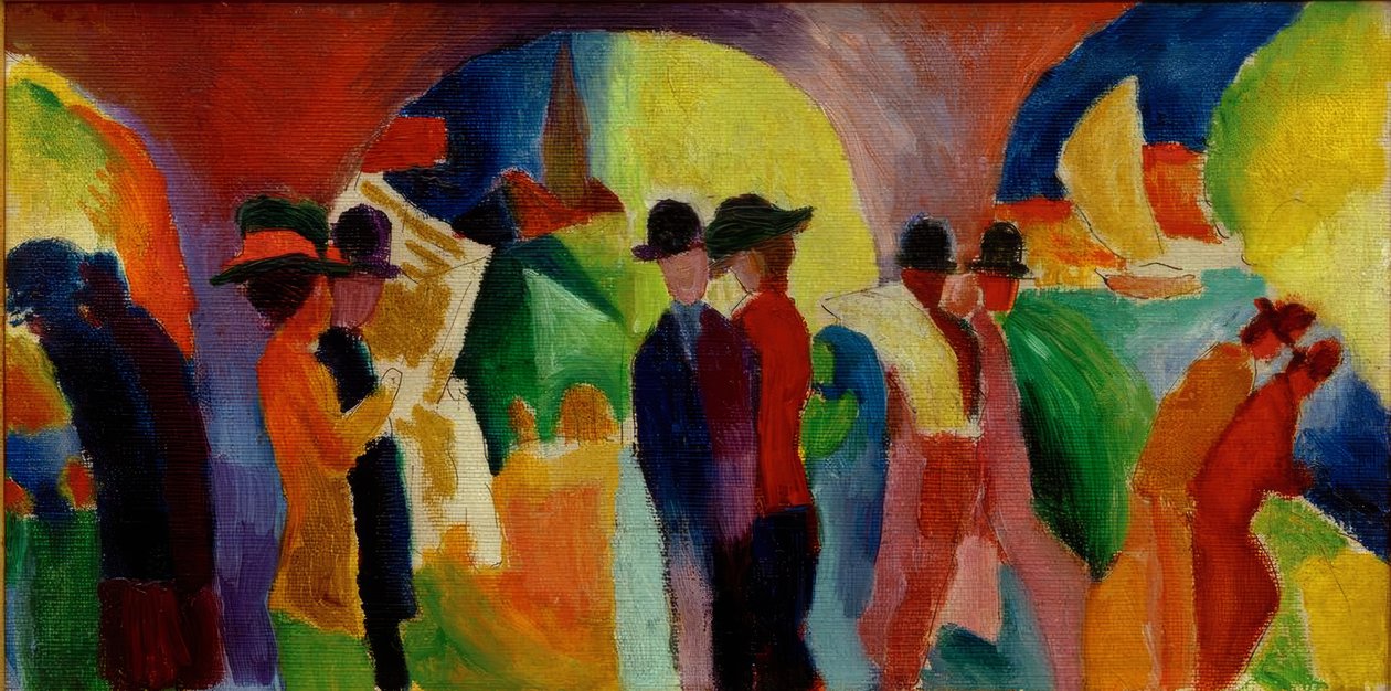 Kolonnade med seilbåt I. av August Macke