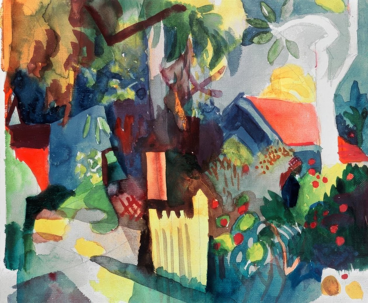 Landskap med et lyst tre av August Macke