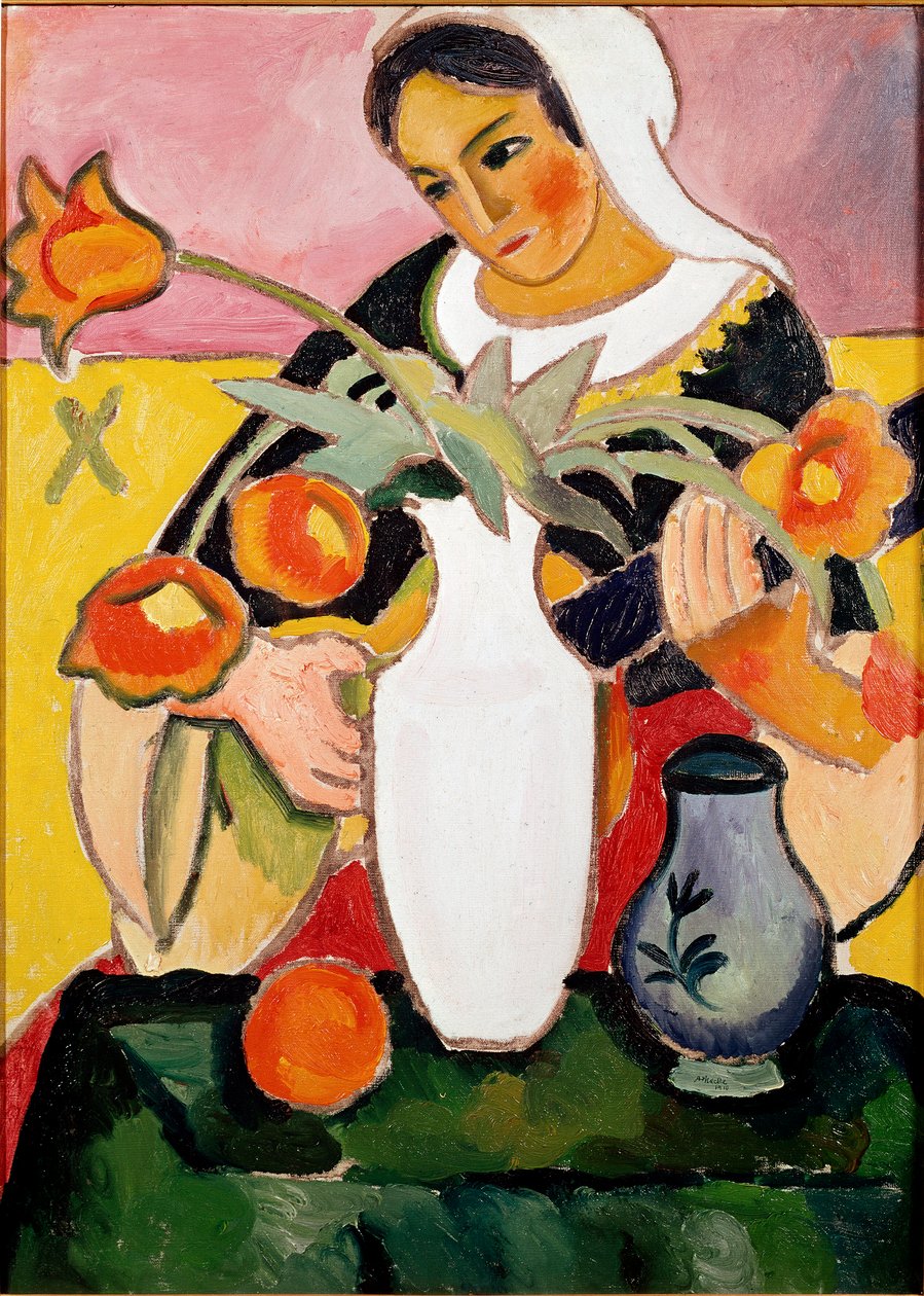 Lutspiller Maleri av August Macke (1887-1914) 1910 Paris, moderne kunstgalleri av August Macke
