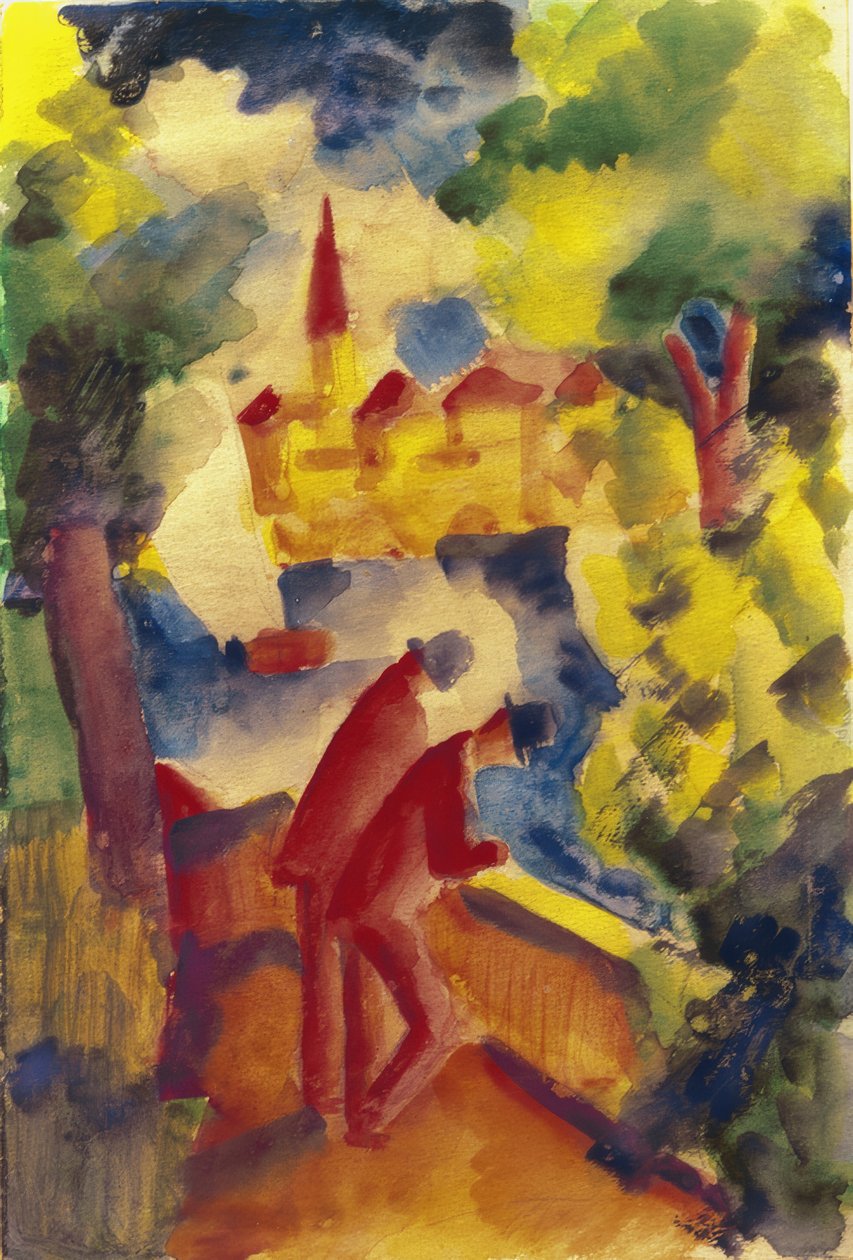 Menn på gaten ved sjøen av August Macke