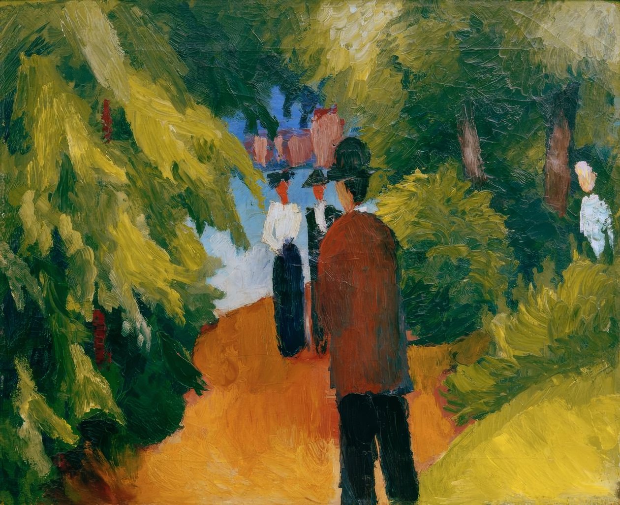 Parker ved vannet (mann i parken) av August Macke