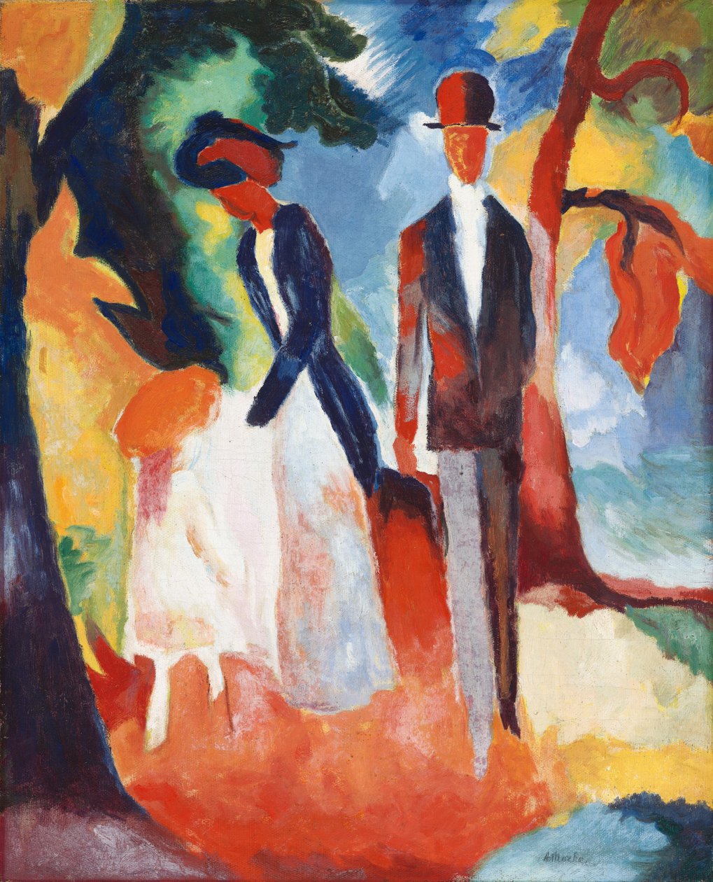 Folk ved den blå innsjøen av August Macke