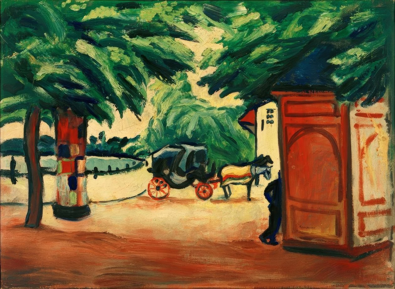 Hestedrosje ved en parkinnsjø av August Macke