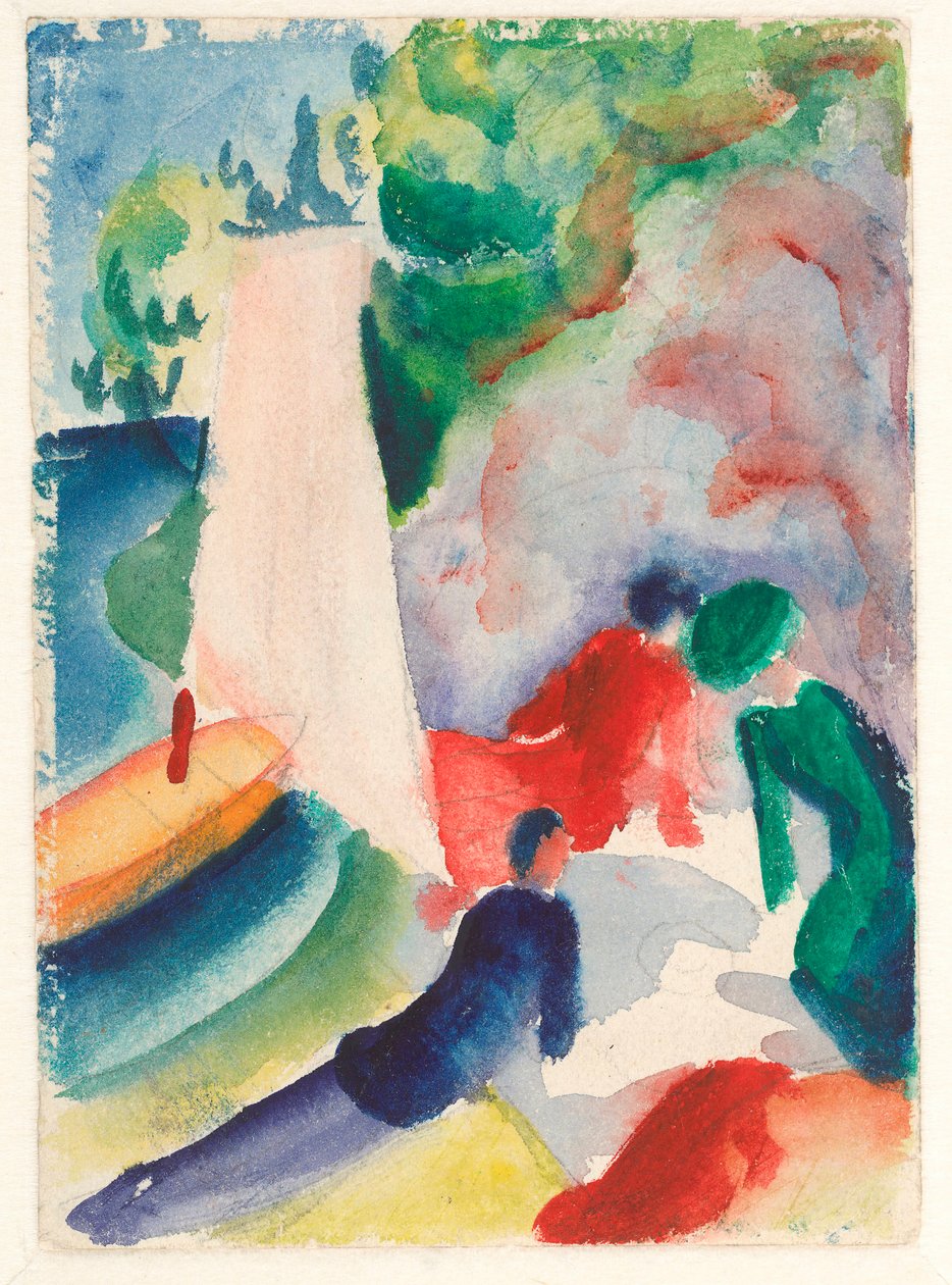 ""Piknik på stranden"" (Piknik etter seiling) Akvarell av August Macke (1887-1914) 1913 Dim 17,6x12,2 cm Albertina, Wien av August Macke
