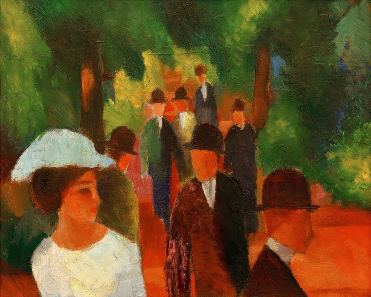 Promenade (med hvit jente i halv lengde) av August Macke