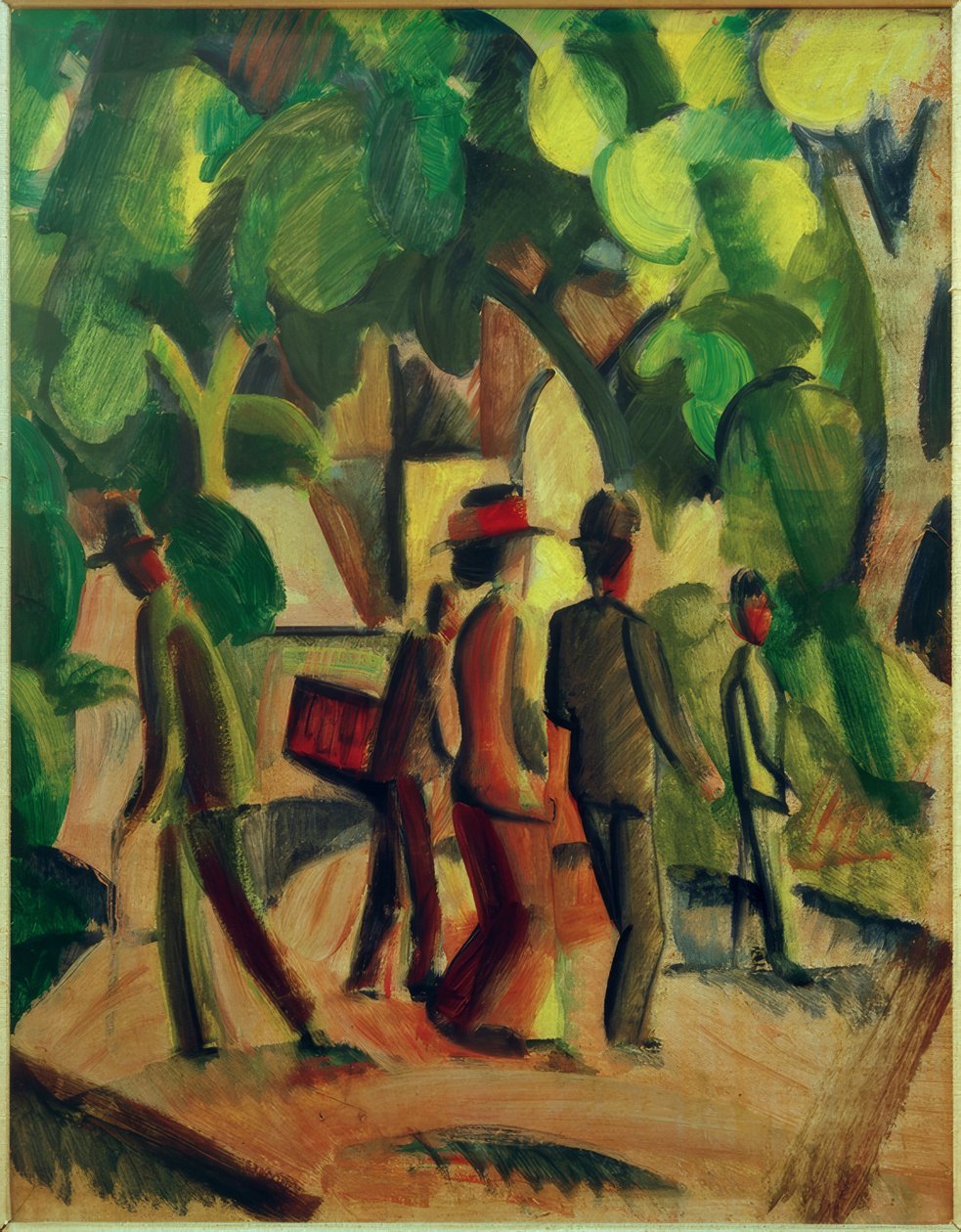 Promenade i brunt og grønt av August Macke
