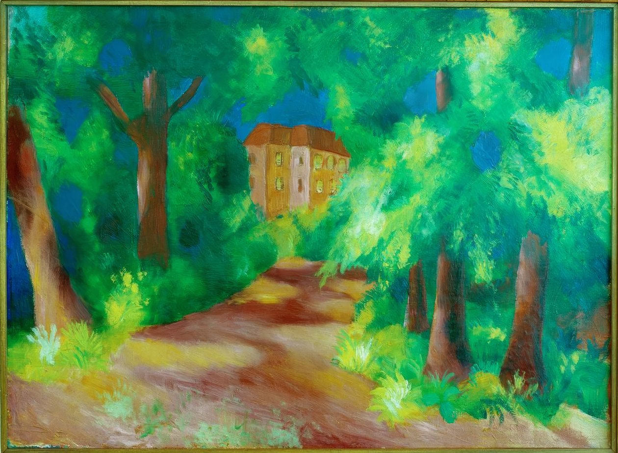 Rødt hus i parken av August Macke