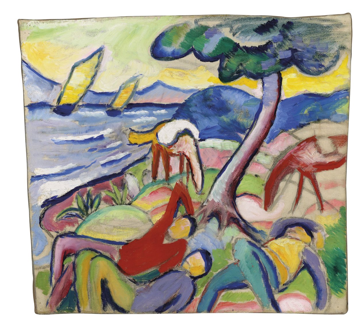 Sovende ryttere, 1910 av August Macke