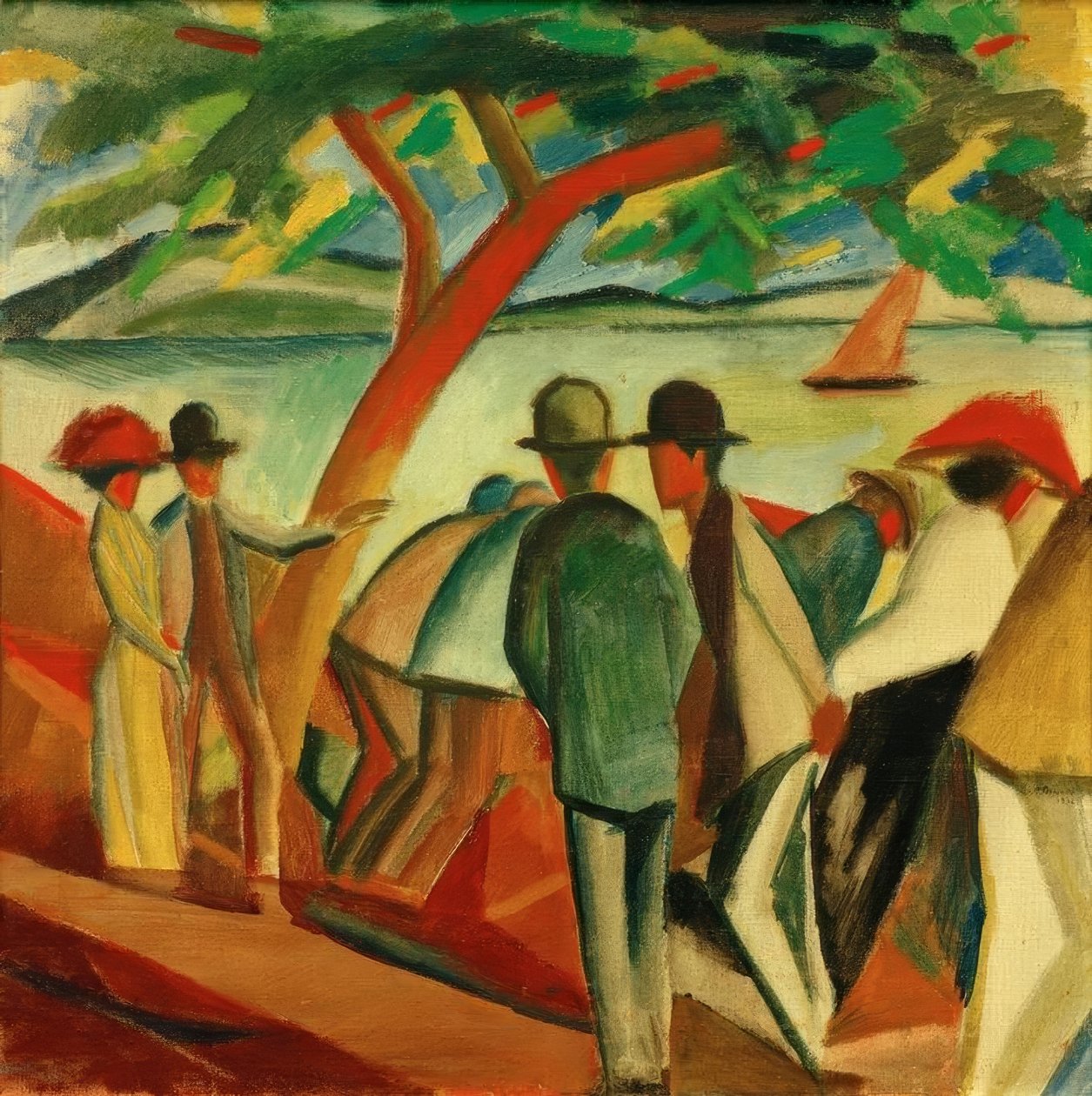 Turgåere på sjøen av August Macke