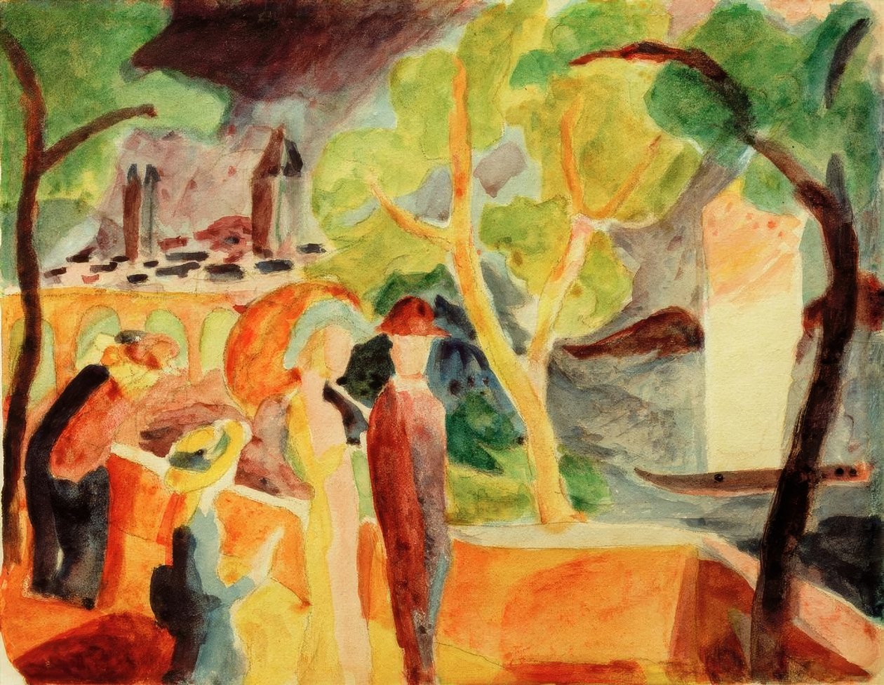 Turgåere på sjøen av August Macke