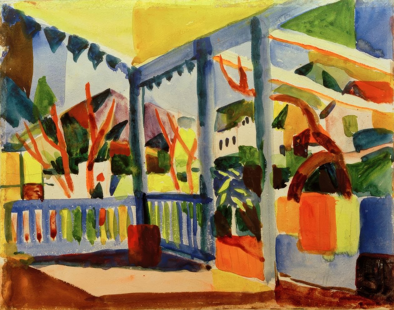 Terrasse på landstedet i St. Germain av August Macke