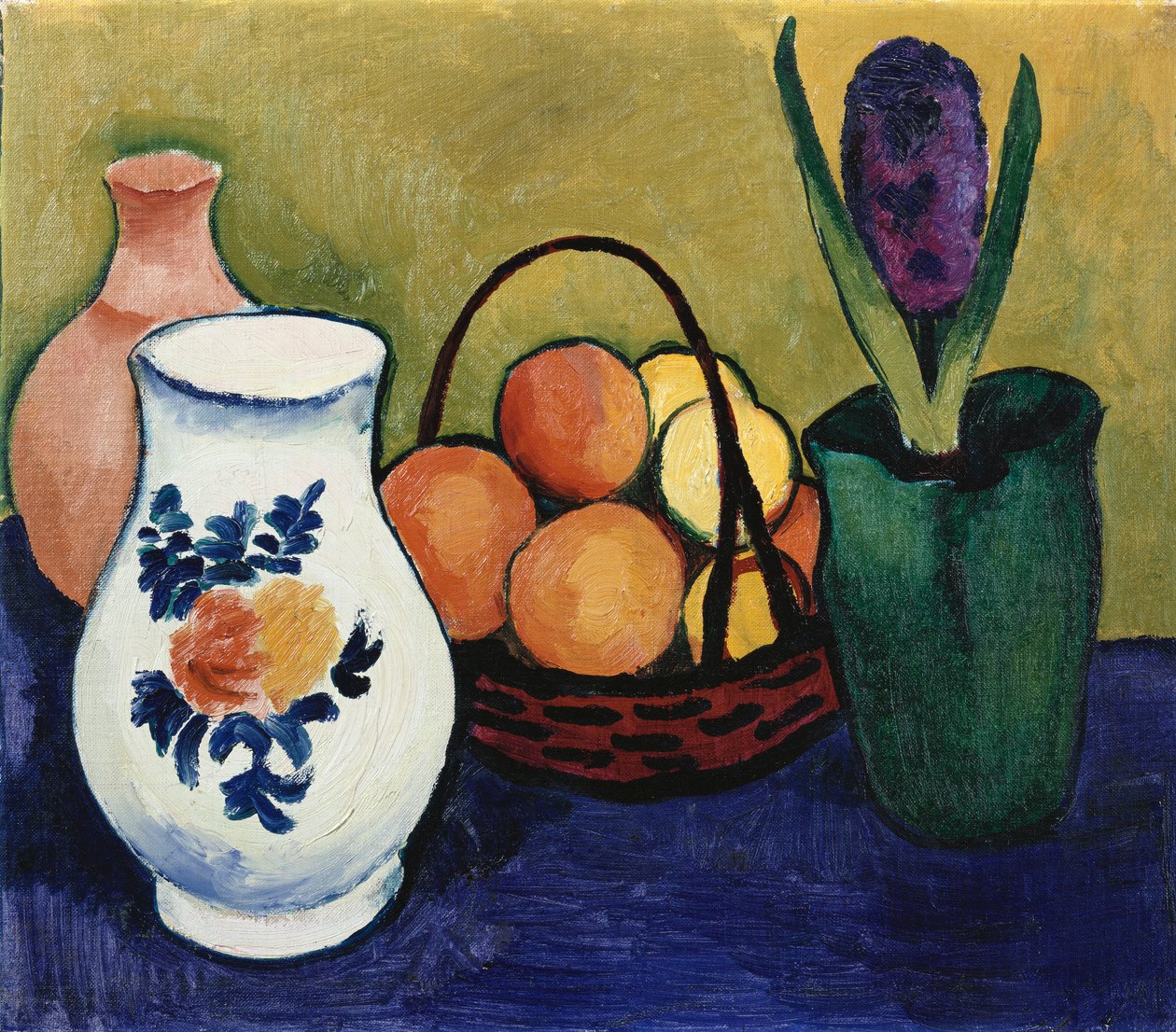 Den hvite kannen med blomst og frukt, 1910 av August Macke