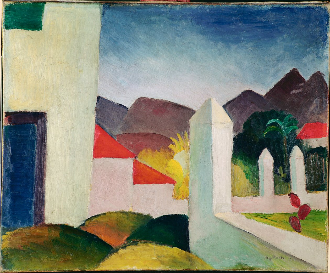 Tunisisk landskap (olje på lerret) av August Macke