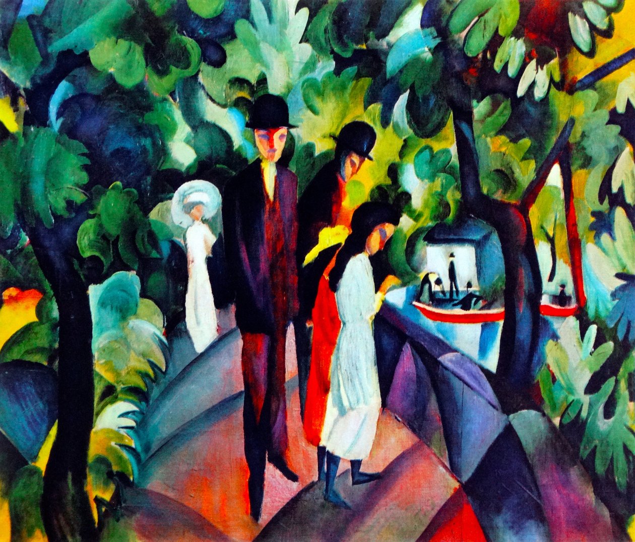 Turgåere på broen, 1912 av August Macke