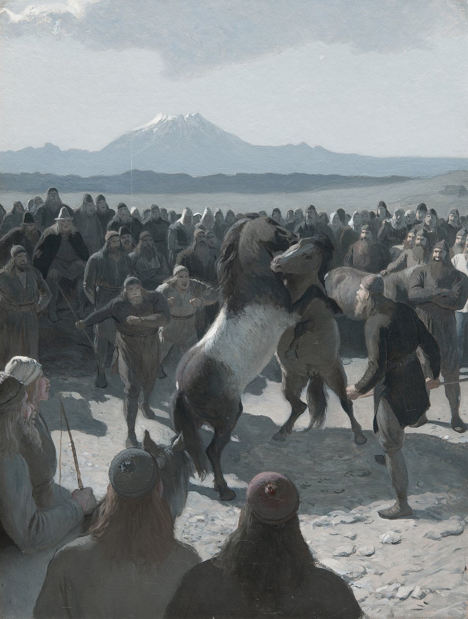 Historien om brent Njáll: Hestekampen ved Hliðarendi, 1880-årene. av August Malmström