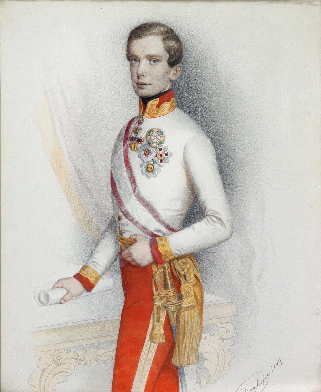 Portrett av keiser Franz Joseph I av Østerrike, 1849. av August Prinzhofer