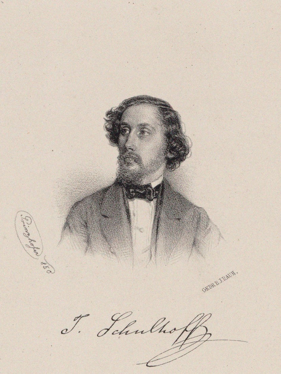 Portrett av pianisten og komponisten Julius Schulhoff 1825-1898, 1850. av August Prinzhofer