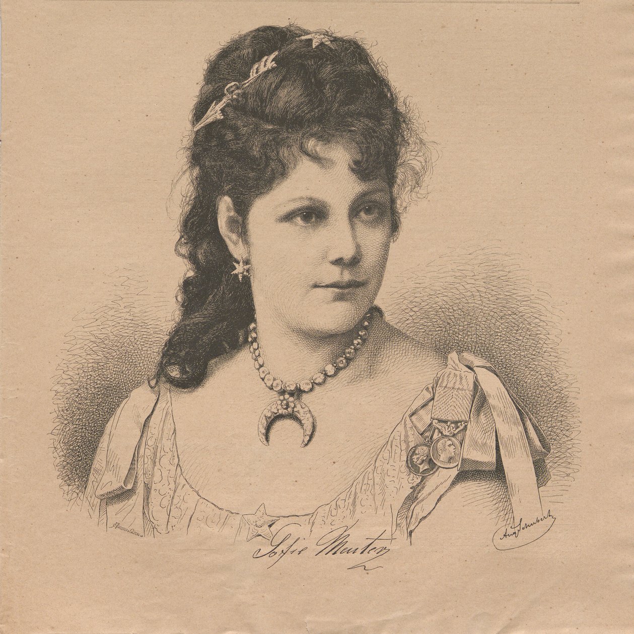 Portrett av pianist og komponist Sophie Menter 1846-1918, 1883. av August Schubert