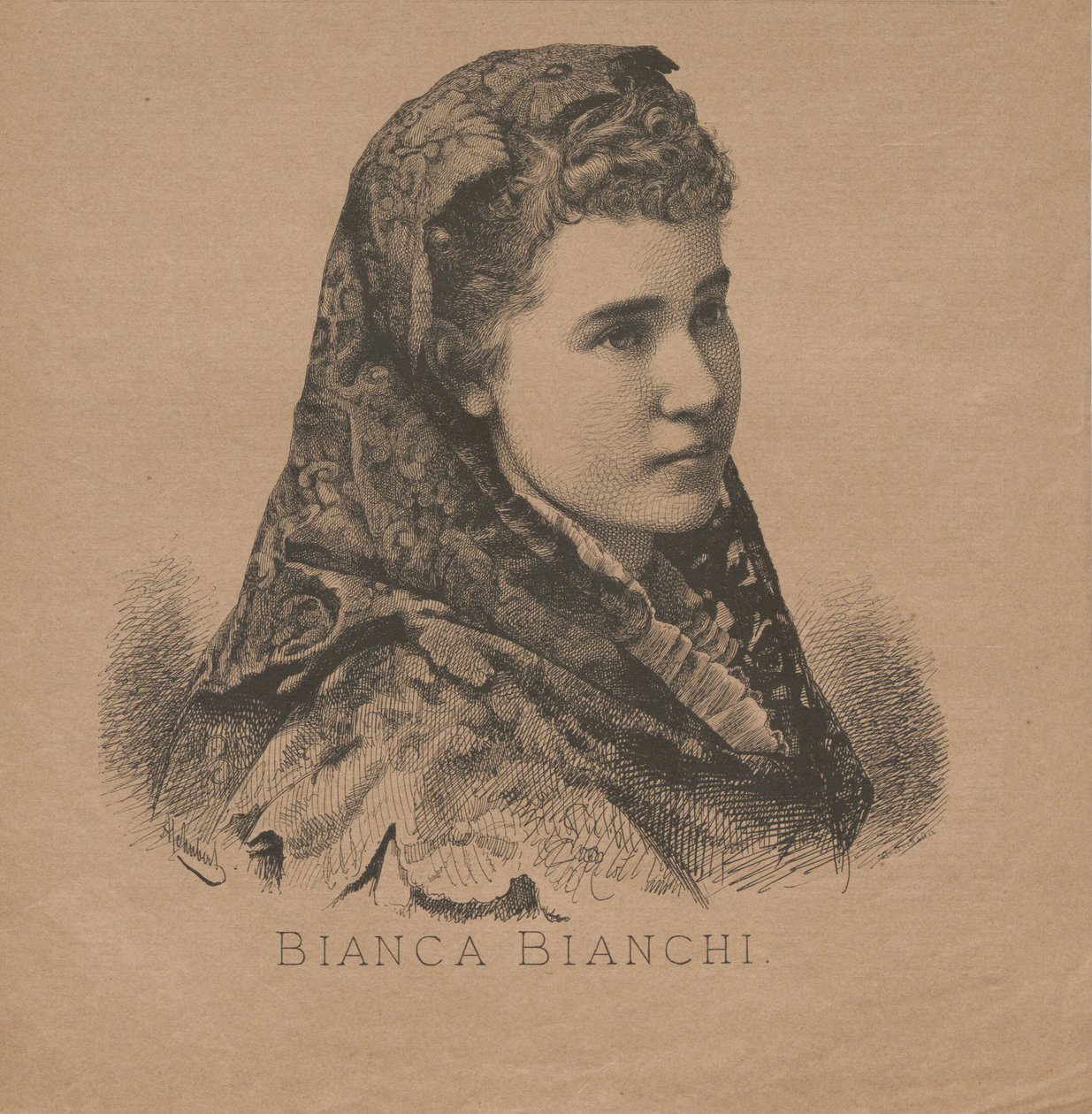 Portrett av operasangerinnen Bianca Bianchi 1855-1947, 1879. av August Schubert