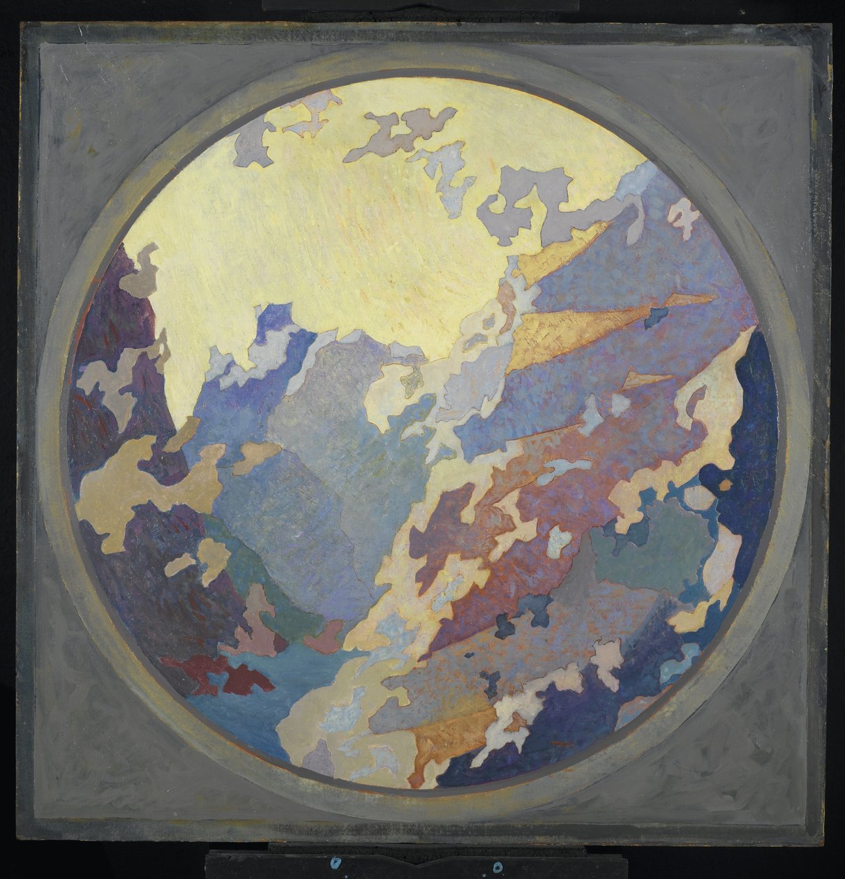 Canyon, ca. 1931 (olje på lerret på papp) av August Vincent Tack