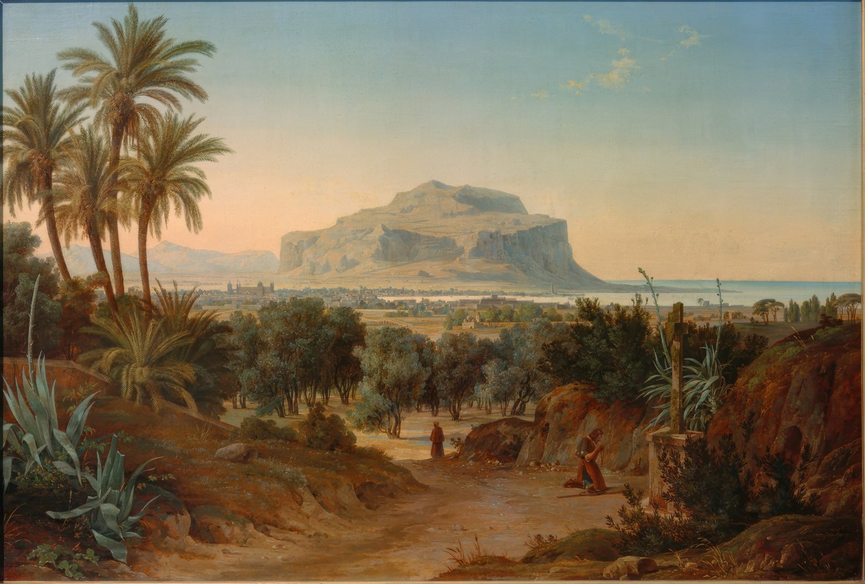 Utsikt over Palermo og Monte Pellegrino av August Wilhelm Julius Ahlborn