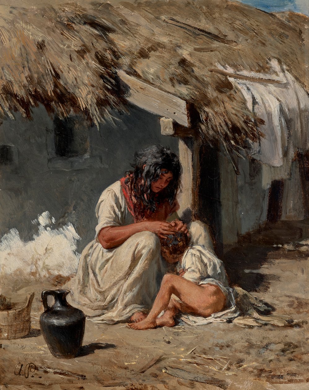 Ungarsk landsbyidyll av August von Pettenkofen