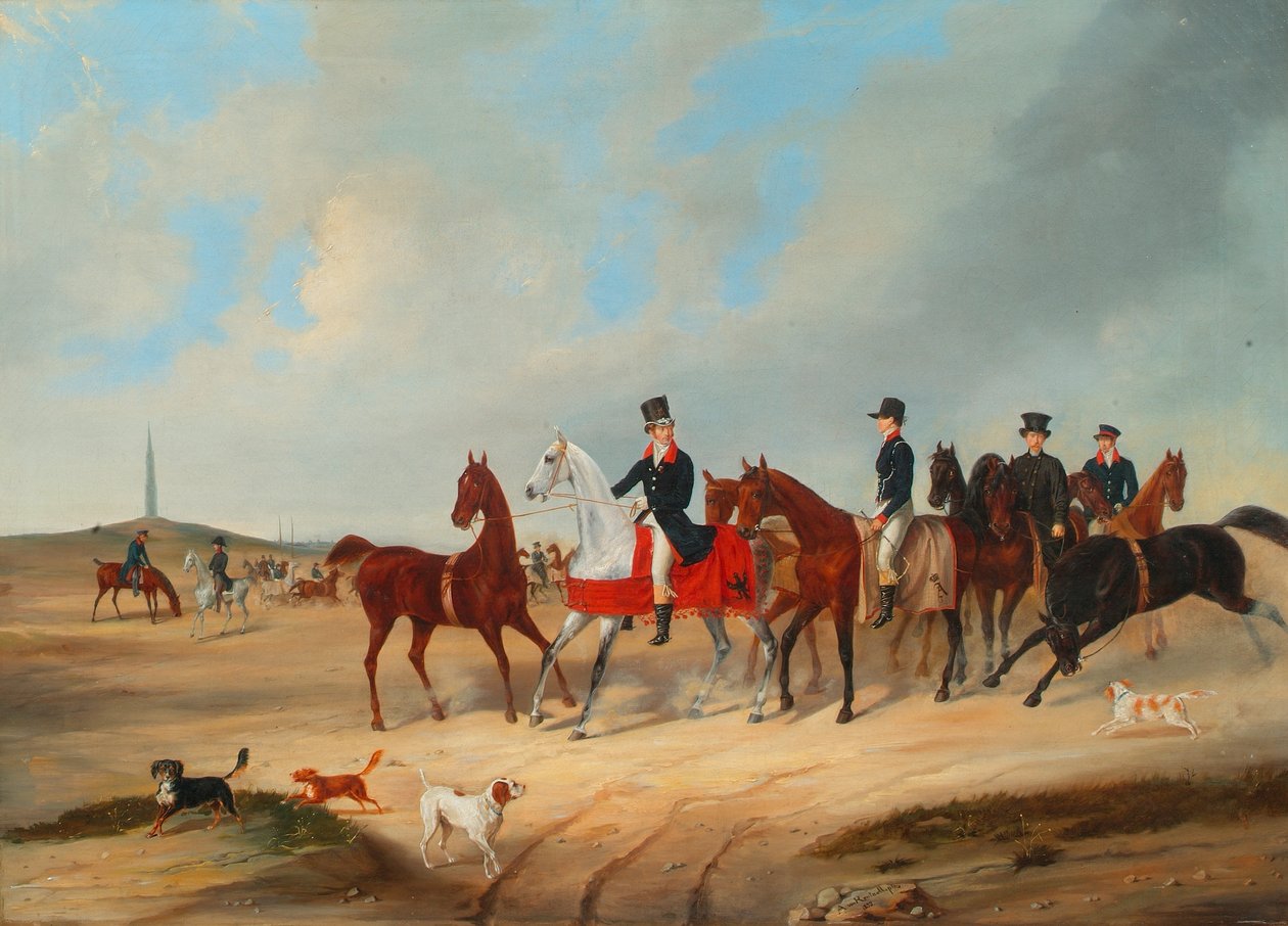 Kavalkade av ryttere med hunder av August von Rentzell