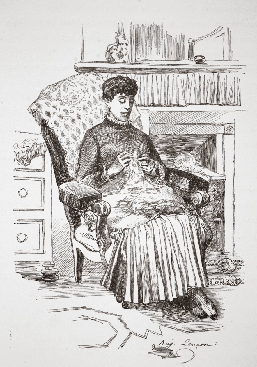 Et indre hjørne, illustrasjon fra 'The Street in London', pub. av G. Charpentier et Cie, 1884 av Auguste Andre Lancon